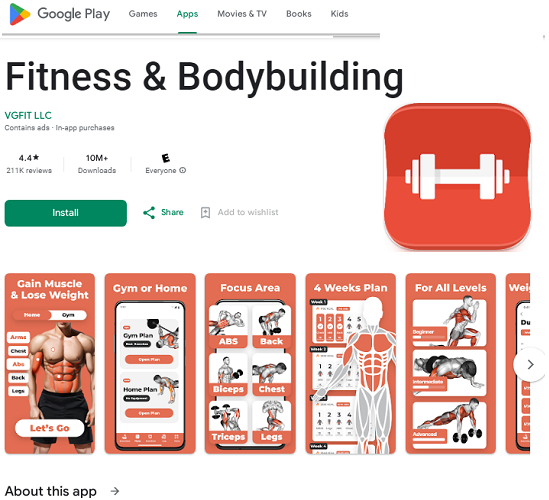 fitness and bodybuilding App